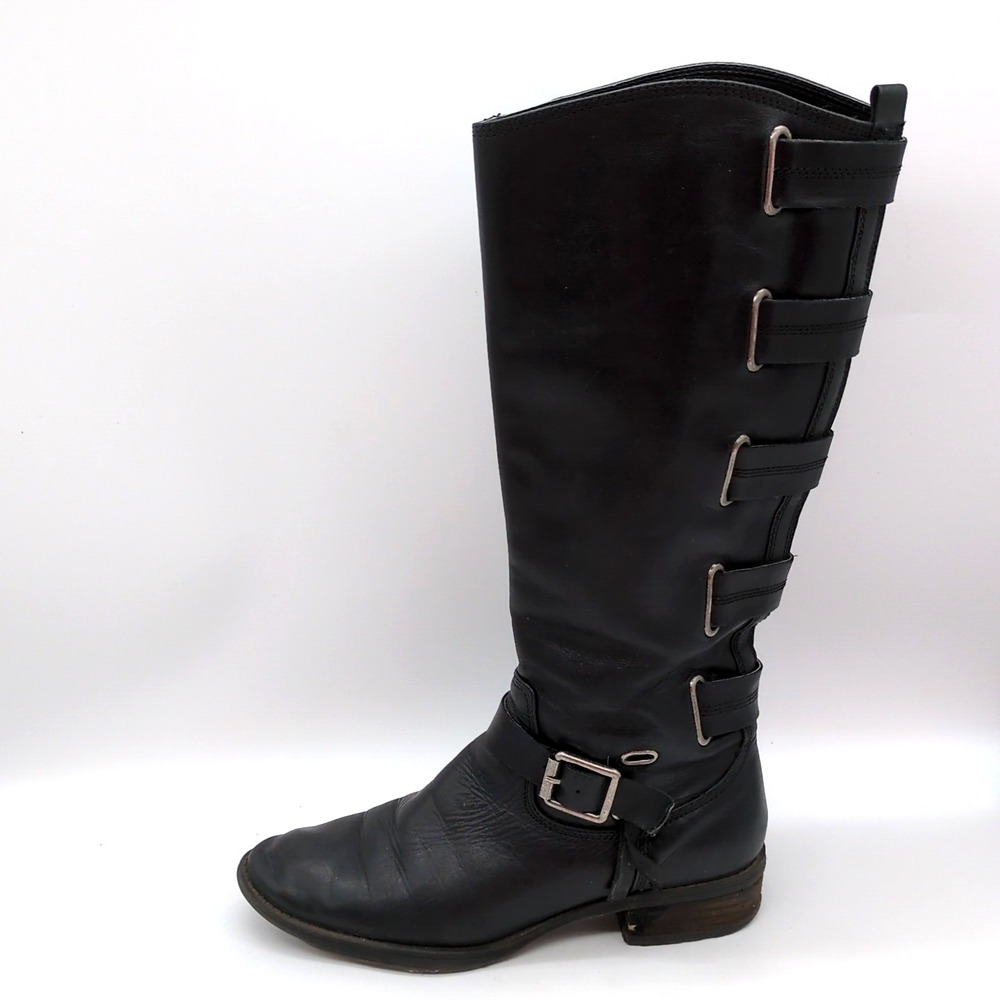 Arturo Chiang Boots Womens Elsie Black 6 Riding Shoes Leather Zip Knee High